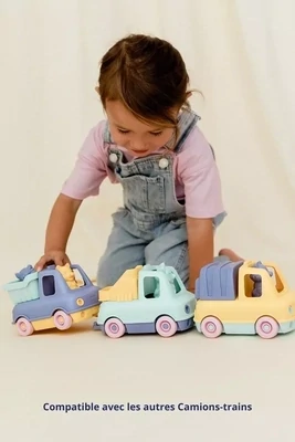 Le Jouet Simple -L'Explorateur - Blue Train - to ride - 12 months + - Made in France - 100% Recycled and Recyclable