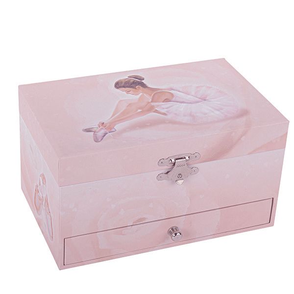 Trousselier music box- Ballerina Phosphorescent Musical Jewelry Box - Pink