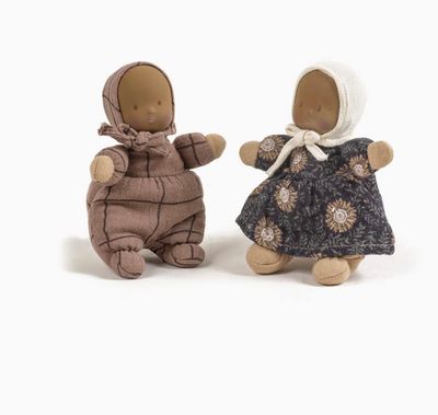 MINIKANE - Les Loupiots – Duo of girl in Marguerite Réglisse and boy in chocolate squares