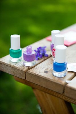 Namaki cosmetics - Box of 3 Caribbean &quot;Aurora borealis&quot; varnishes(30) - Electric blue(34) - Glittery purple(27) + free lime