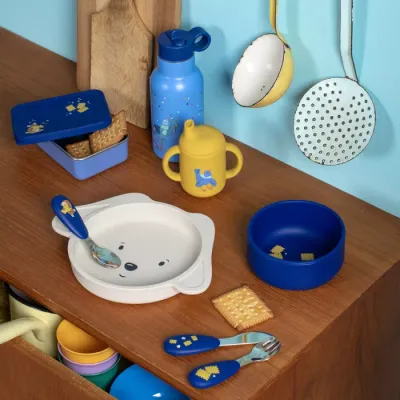 MOULIN ROTY - Baby dish set Puce &amp; Pilou