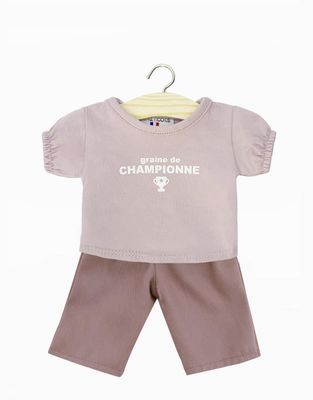 Minikane X Delage - GORDIS – “Graine de championne” t-shirt and orchid pink jeans set