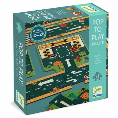 DJECO - Crazy motors - Pop to Play - Puzzle - Roads