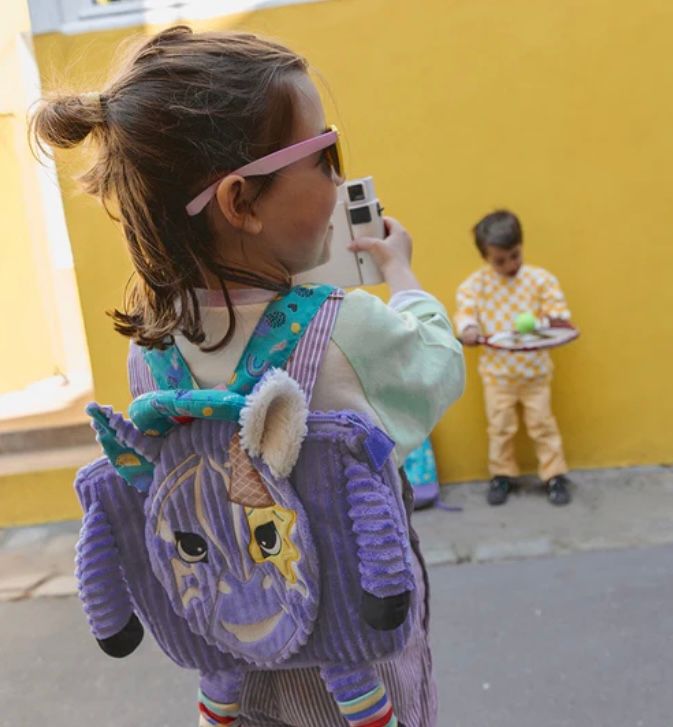 Les Déglingos Corduroy backpack Kiprokos the zebra