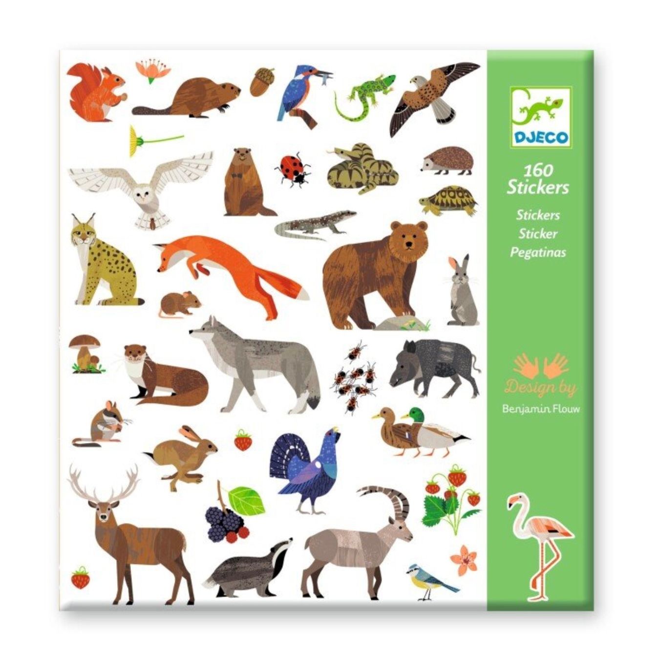 DJECO - Stickers - 160 stickers - Fauna