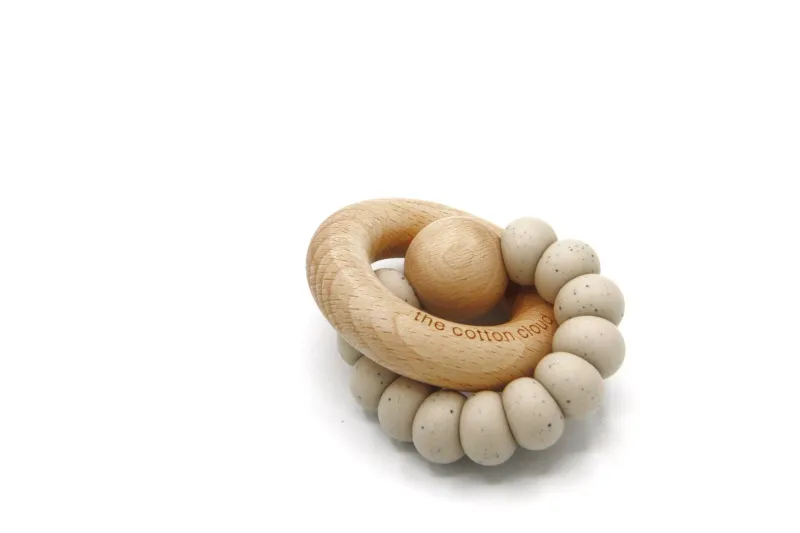 The Cotton Cloud - Round Silicone Baby Teether Sand