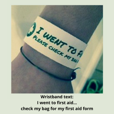 "I went to first aid" wristband (x100)