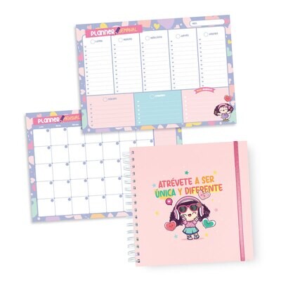 Cuaderno anillado + Planner semanal + Planner mensual