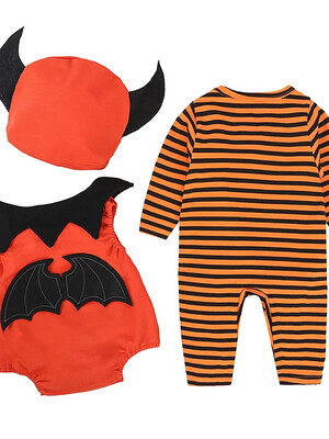 Baby Girls&#39; Halloween Print Long Sleeve Regular Cotton Clothing Set