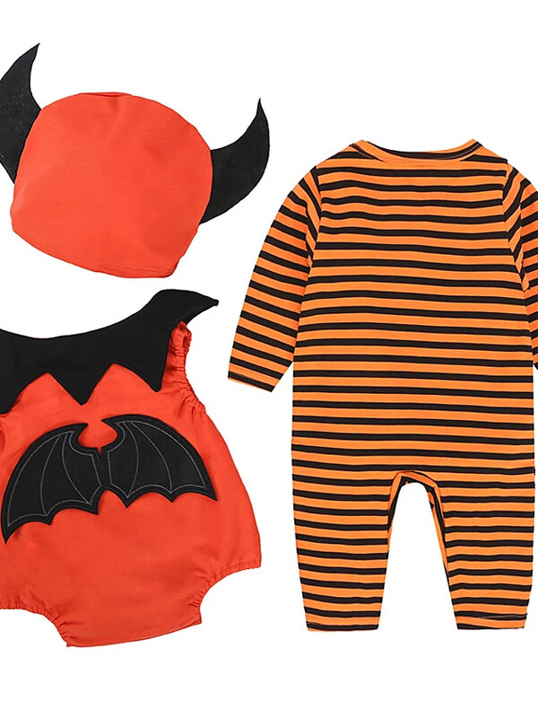 Baby Girls&#39; Halloween Print Long Sleeve Regular Cotton Clothing Set