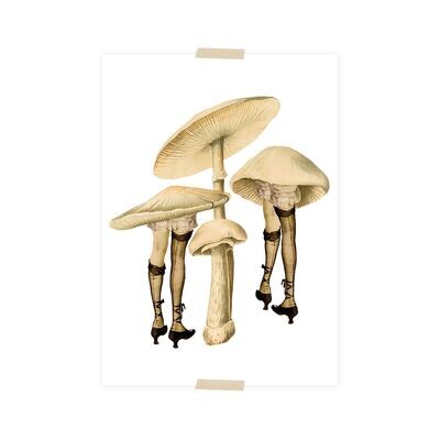 Postkarte - Pilze mit Beinen