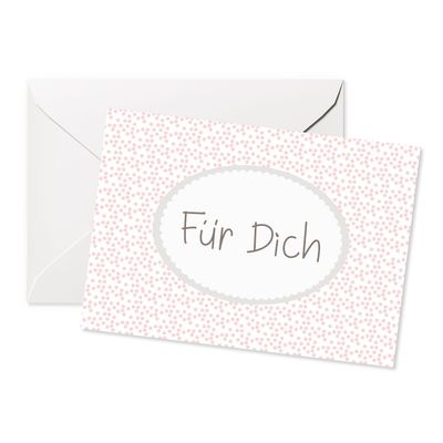 Klappkarte weiß mit rosa Punkten - Für dich Klappkarte weiß mit rosa Punkten - Für dich