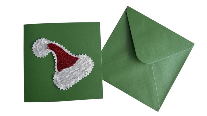 Grüne Weihnachtskarte Nikolausmütze