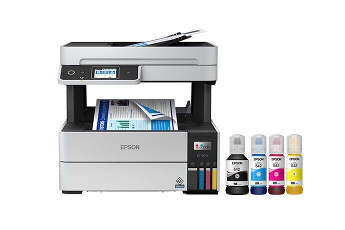 Epson EcoTank Pro ET-5170 Wireless Color All-in-One Supertank Printer with Scanner, Copier, Fax Plus Auto Document Feeder White Large