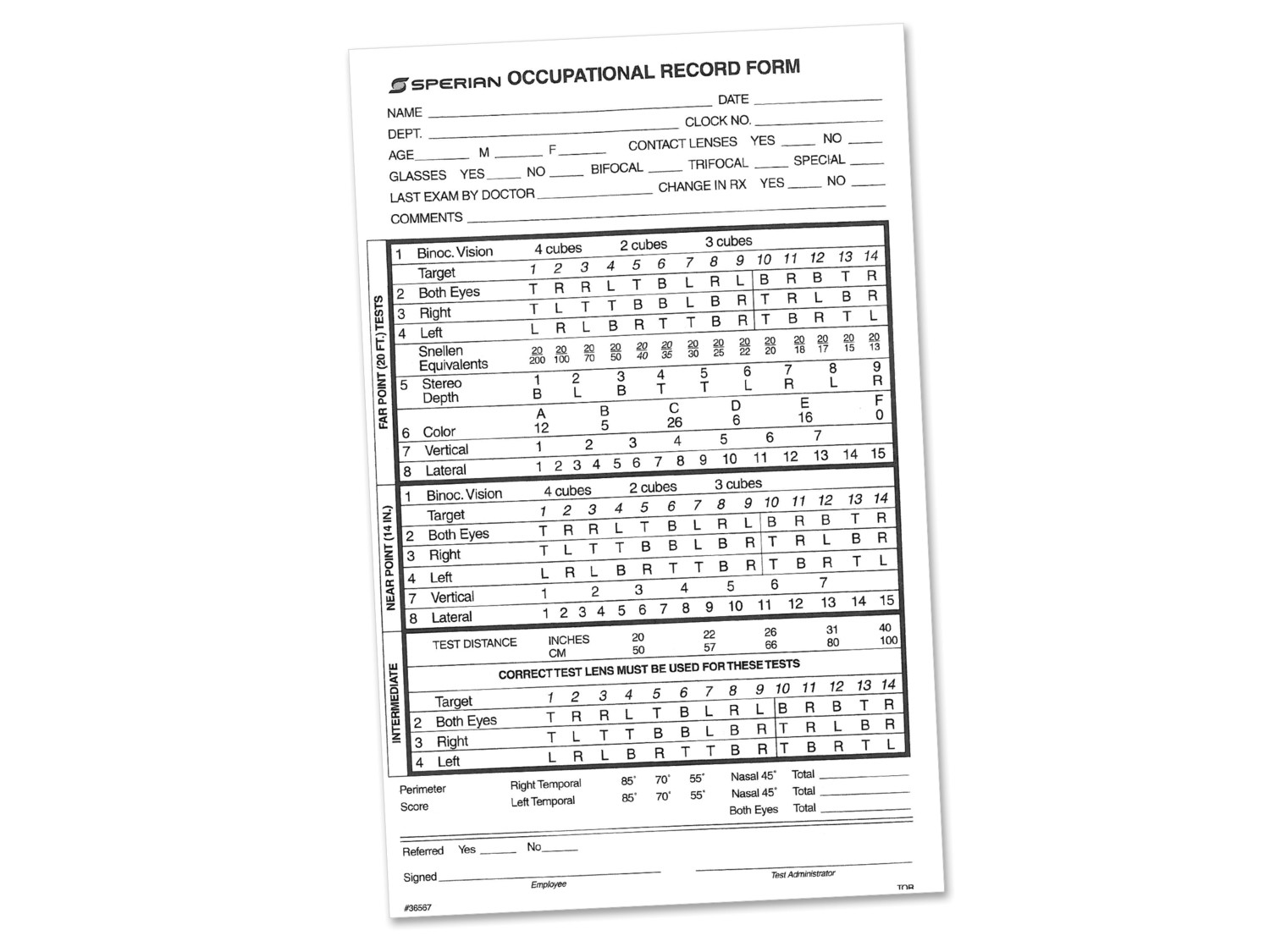Titmus Occupational (Landolt Rings) Record Forms