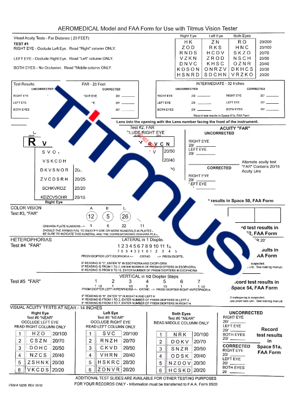 Titmus Aeromedical Record Forms