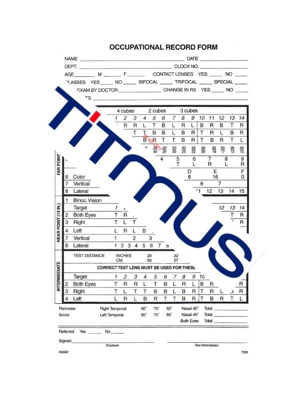 Titmus Occupational (Sloan/Letters) Record Forms