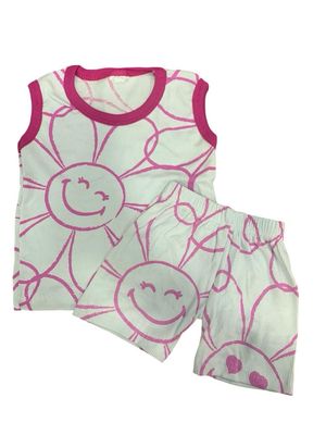 White Happy Flower Short Set (3 Months- 3 Years)