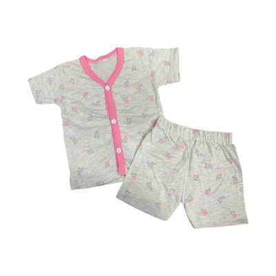 Grey &amp; Pink Floral Jabla Set (3-12 Months)