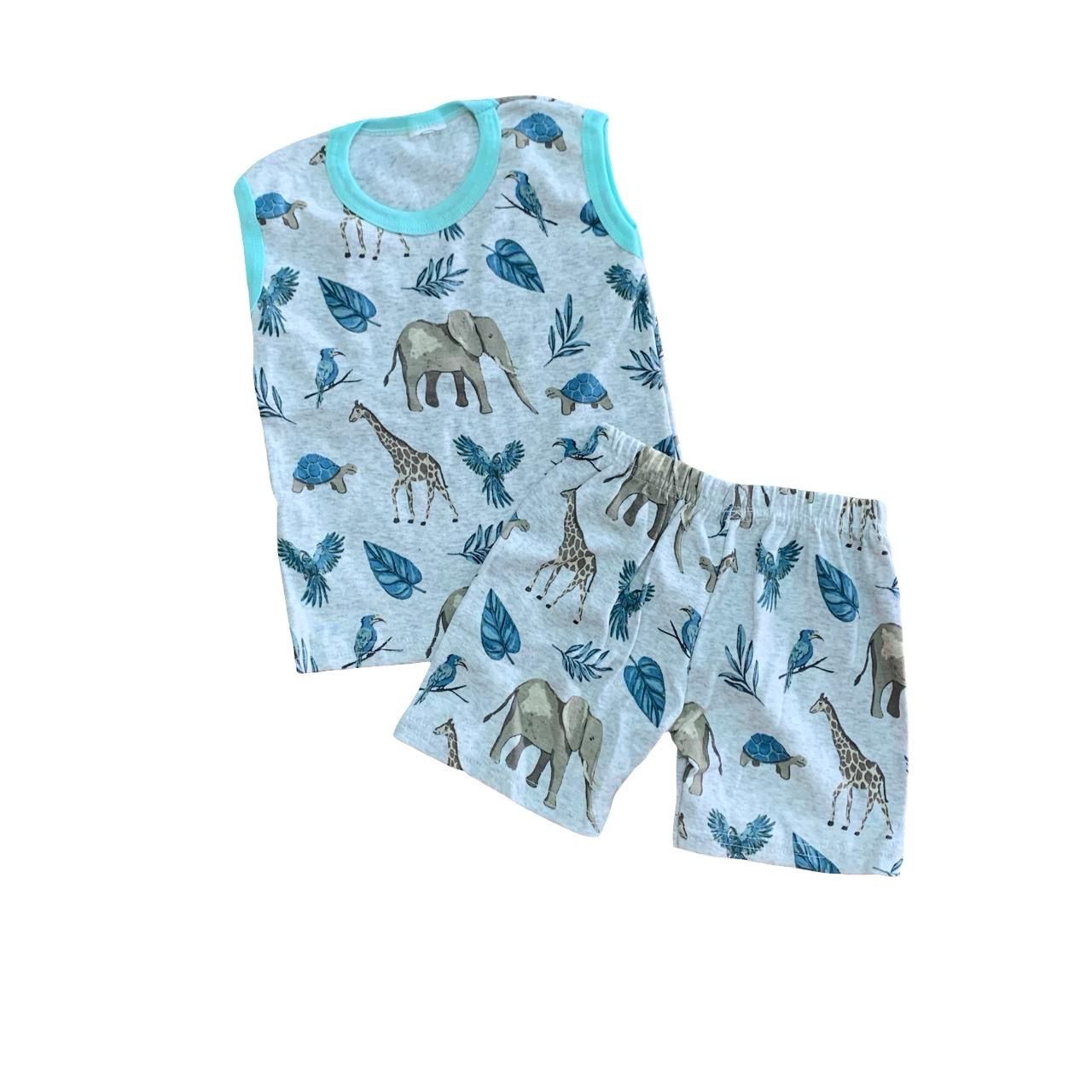 Blue Animal World Short Set (3 Months-3 Years)