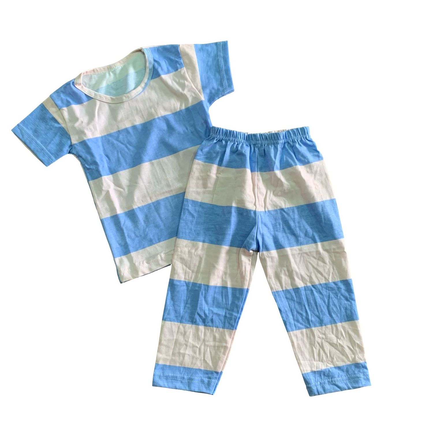 Sky blue &amp; pink print pant set ( 1-2 years)