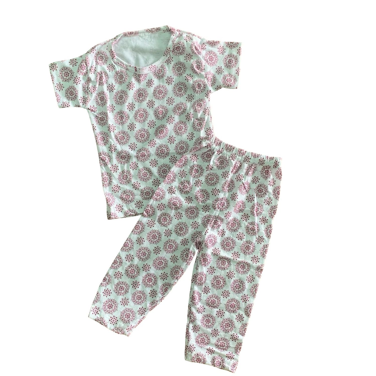 Red  &amp; white print pant set ( 1-2 years)