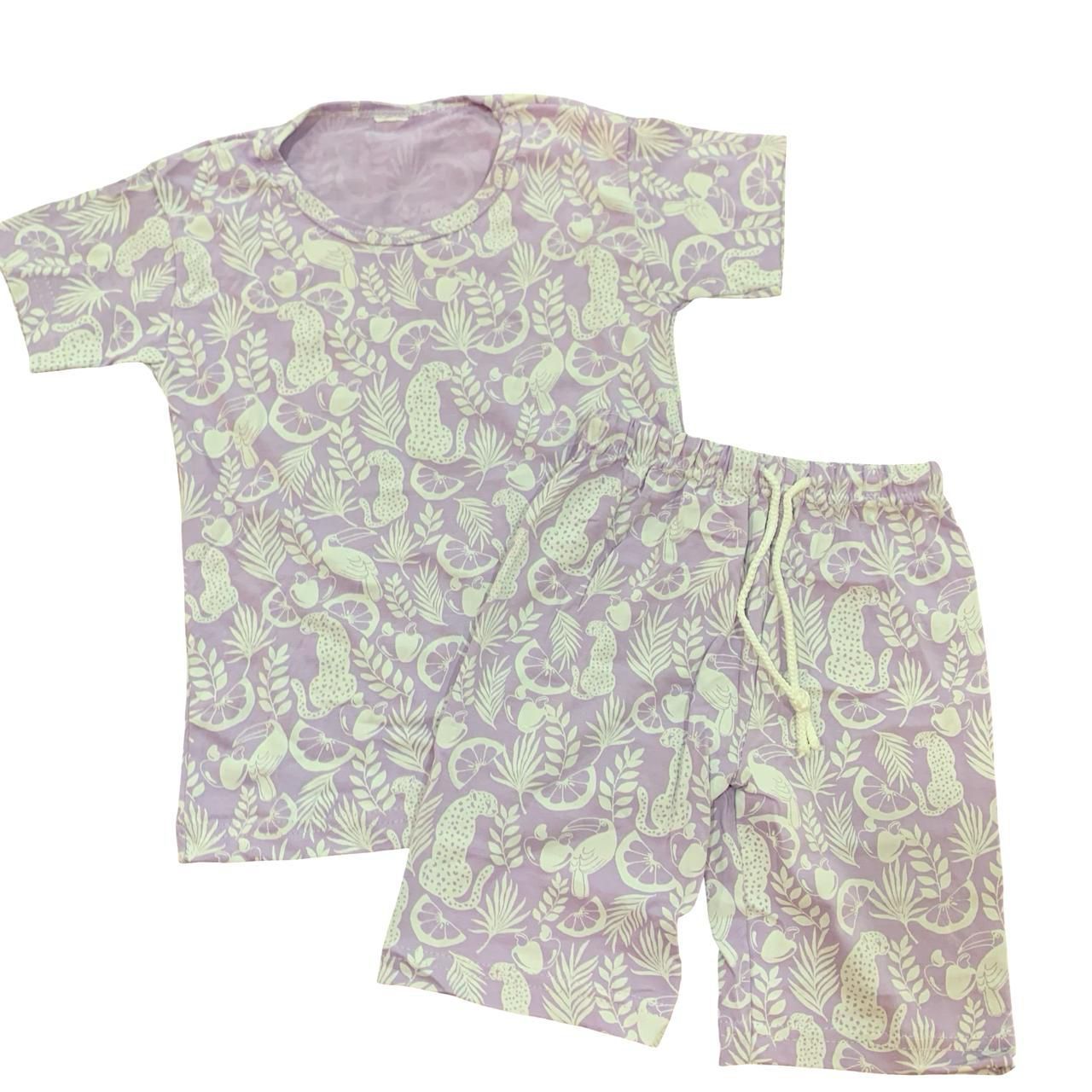 White Purple Short Set (3-4 Years)