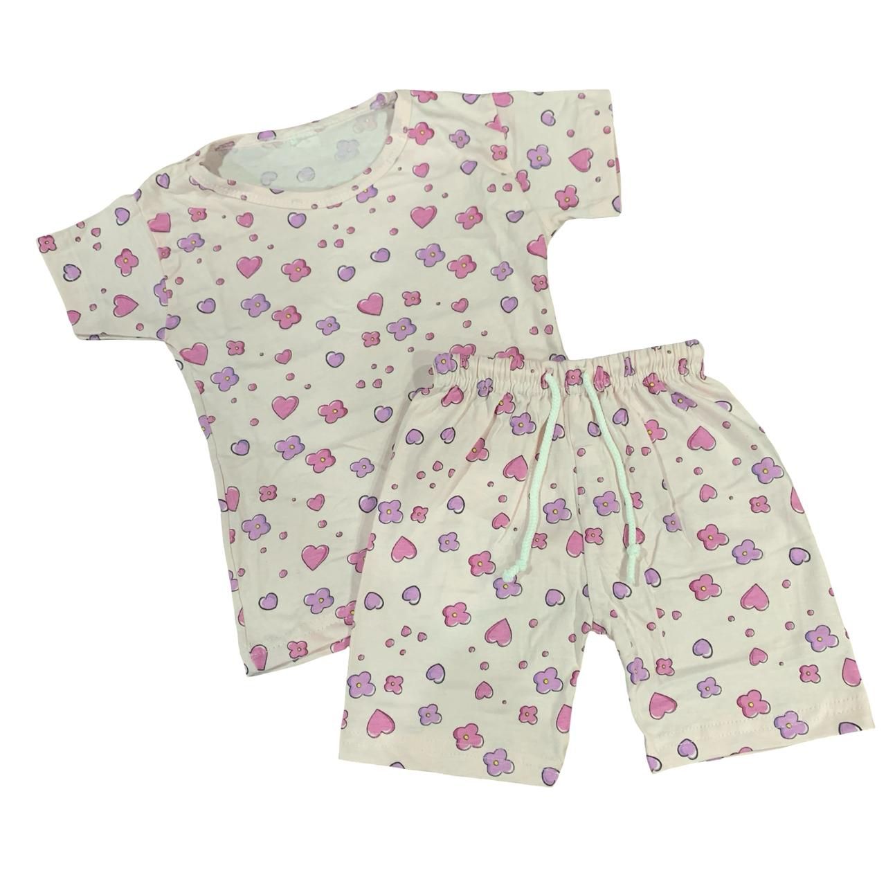 Pink Heart Print Shorts set ( 1-2 years)