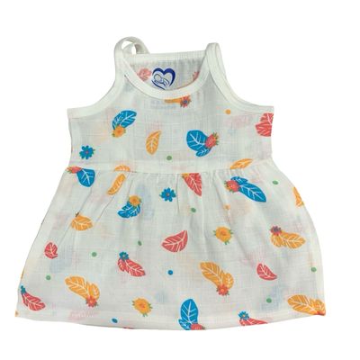 Colourful Leaves Frock ( New Born-6 Months)