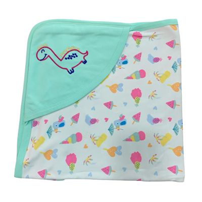 Green Icecream Interlock Hooded towel with embroidery (70*70 cm)