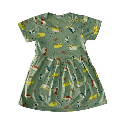 Animals Green Frock (6 Months- 4 Year)