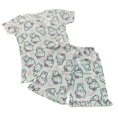 White Kitty Shorts Set (2-8 Years)