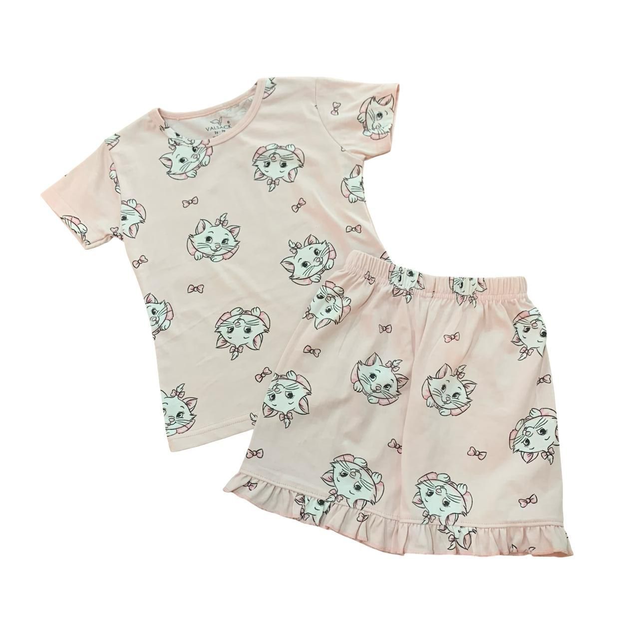 Pink Cat Shorts Set (2-8 Years)