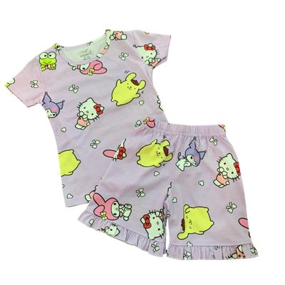 Purple Kitty Shorts Set (2-8 Years)
