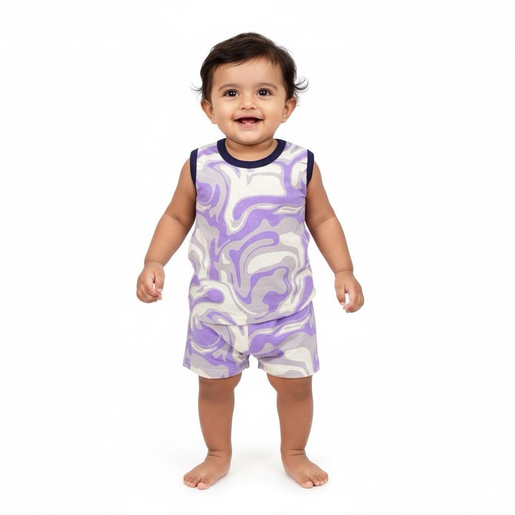 Purple Waves Short Set (3-5 Years)