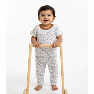 White Leaves Top &amp; Bottom Set ( 3 Month’s-3 Year)