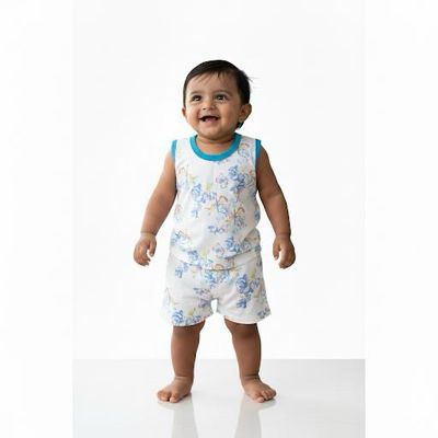 White Blue Short Set (3 Months-3 Years)
