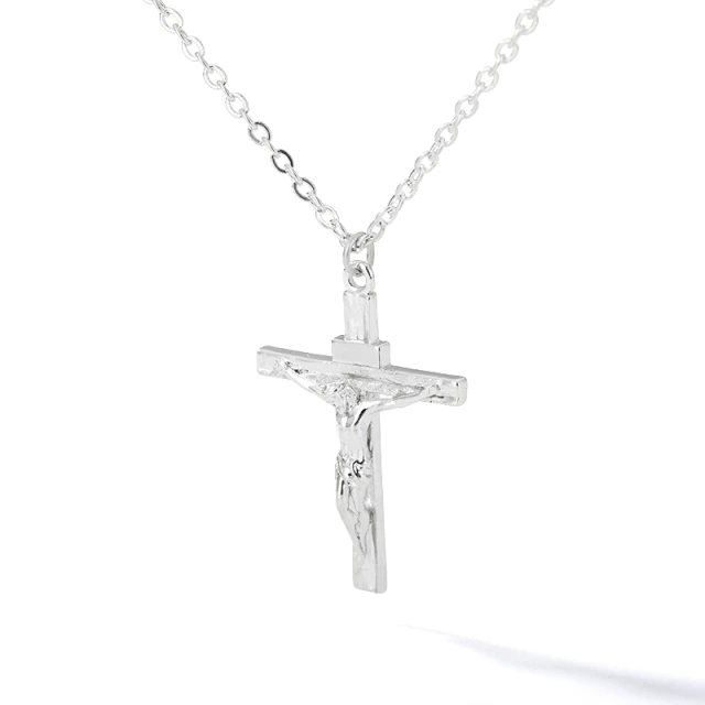 Jesus Christ Silver Plated Crucifix Necklace