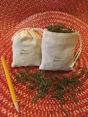 Cedar Sachet 2-Pack - 1oz. Fresh-Cut Organic Cedar in Unbleached Cloth Cotton Muslin Drawstring Sachet Bags
