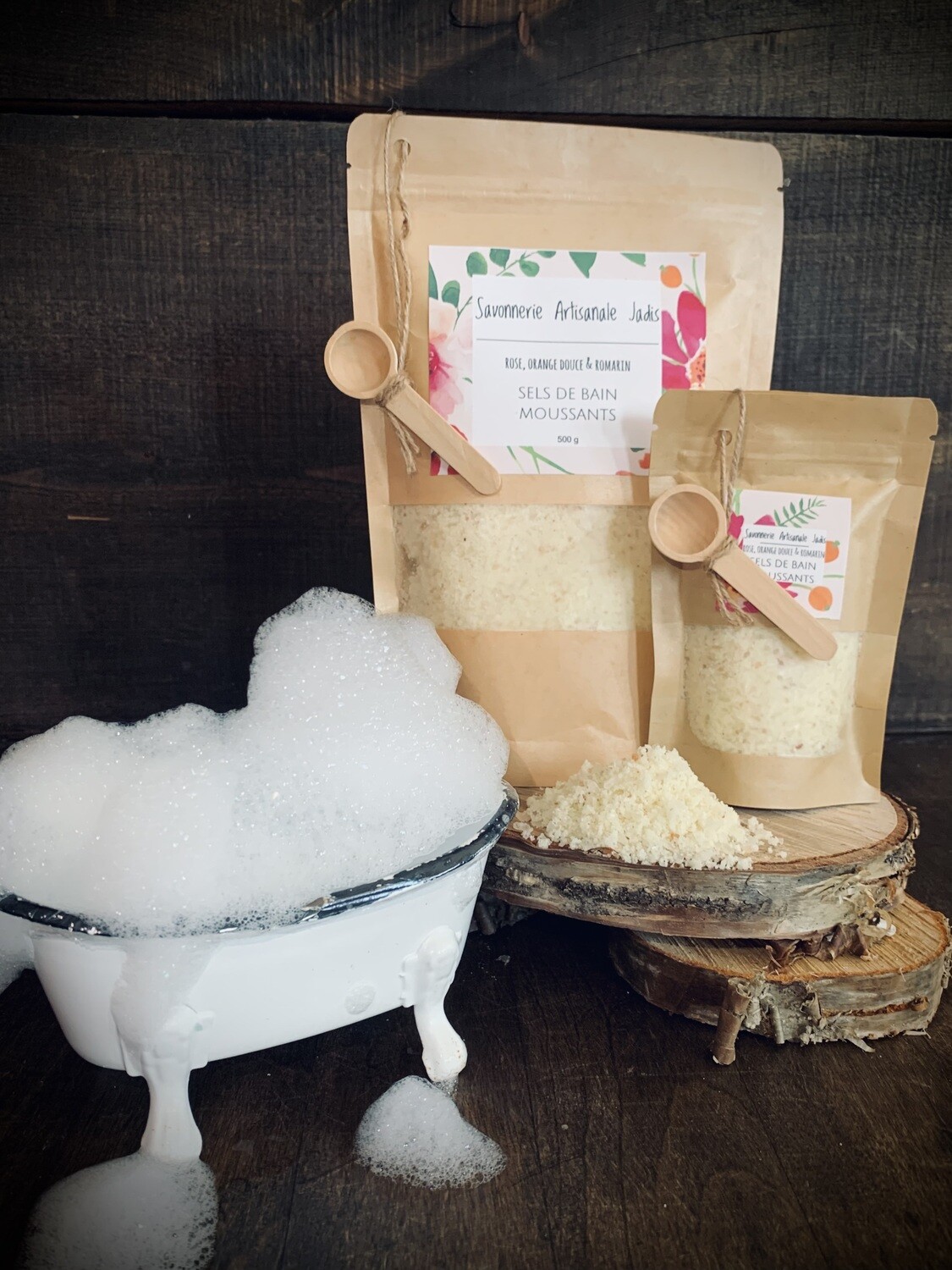 Sels de bain Rose, Orange Douce &amp; Romarin (moyen)