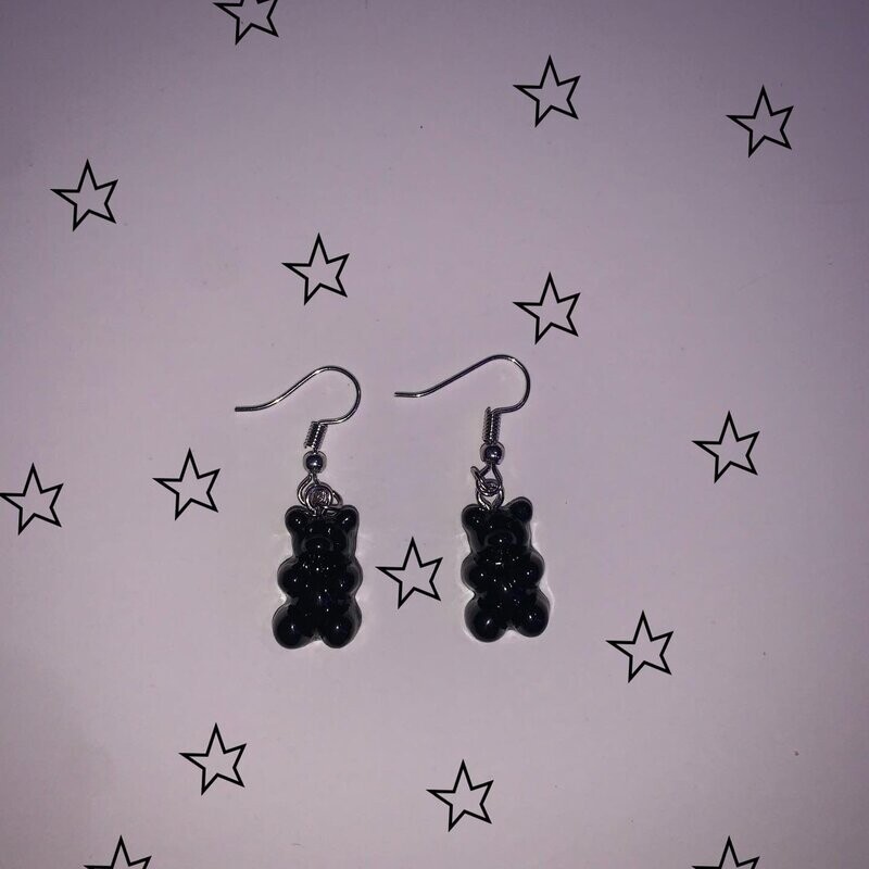 Black gummy bear earrings