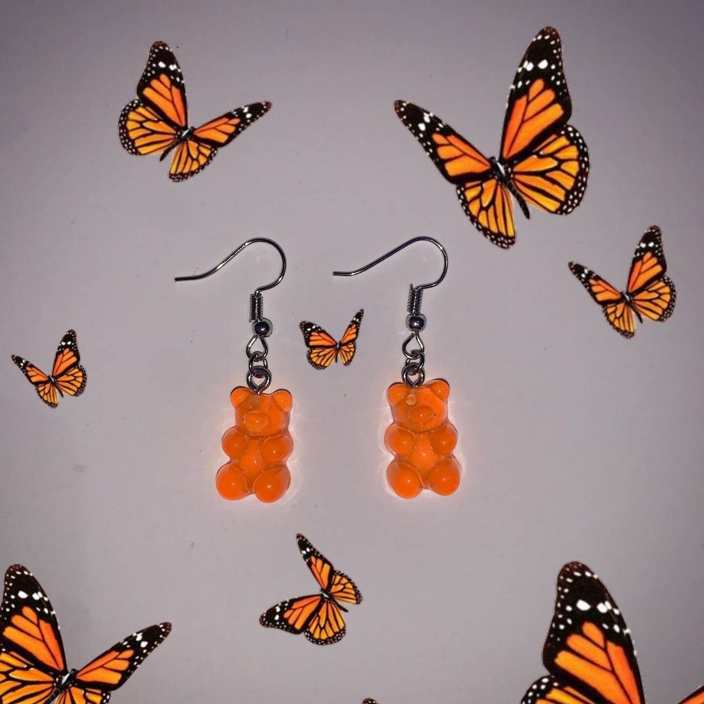 Orange gummy bear earrings