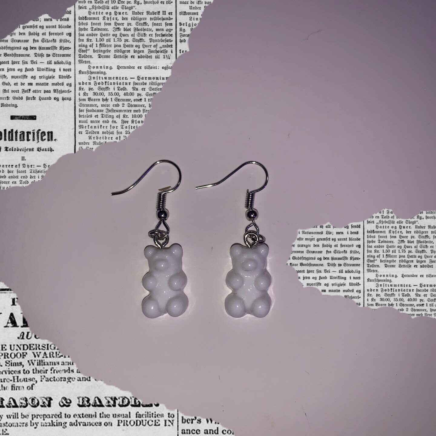 White gummy bear earrings