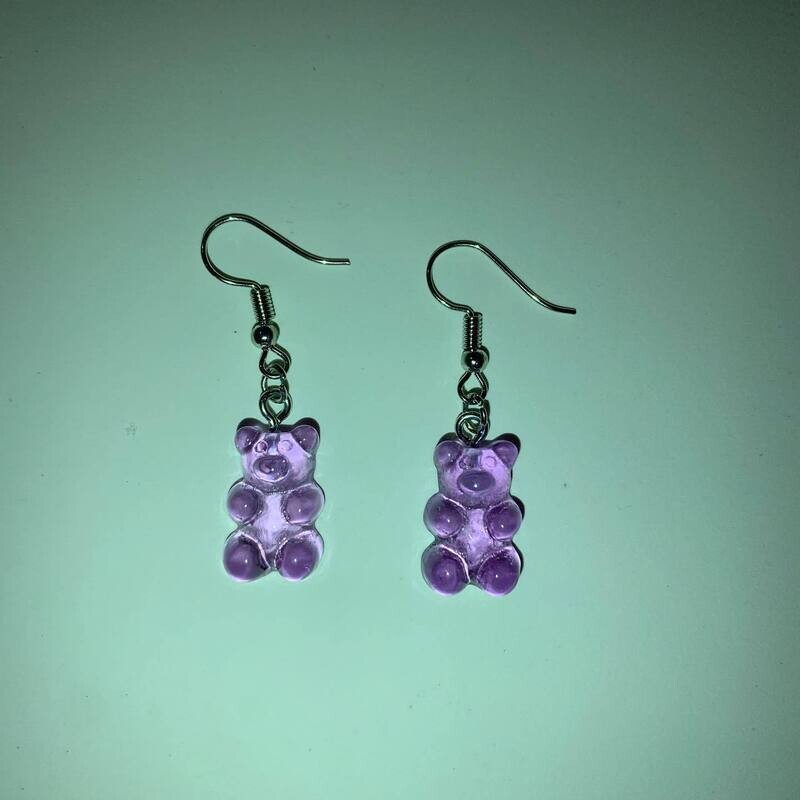 Purple gummy bear earrings