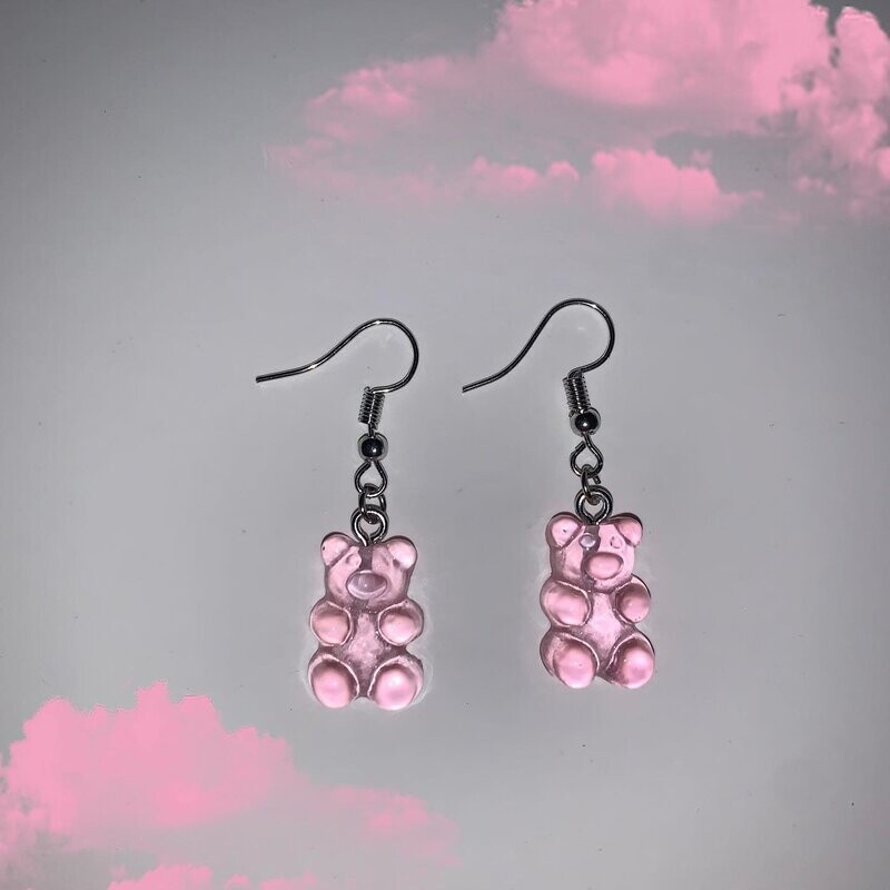 Pink gummy bear earrings