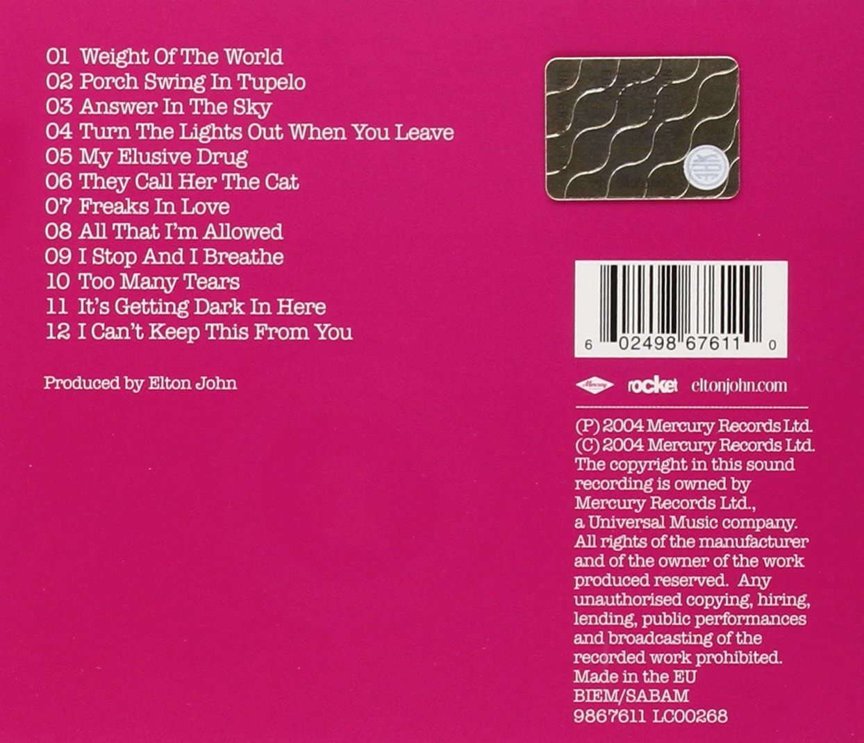 Peachtree Road- Elton John