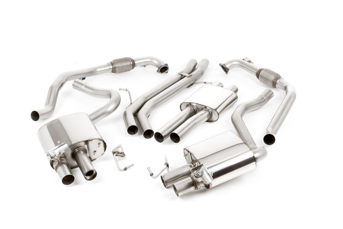 Audi S4 B9 Cat-Back Quad Black Oval Tips (Resonated)