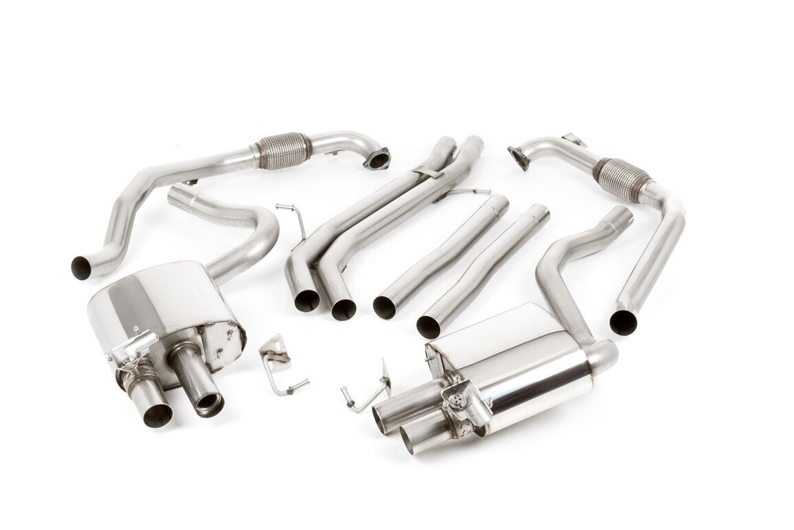 Audi S4 B9 Cat-Back Quad Black Oval Tips (Non-Resonated)