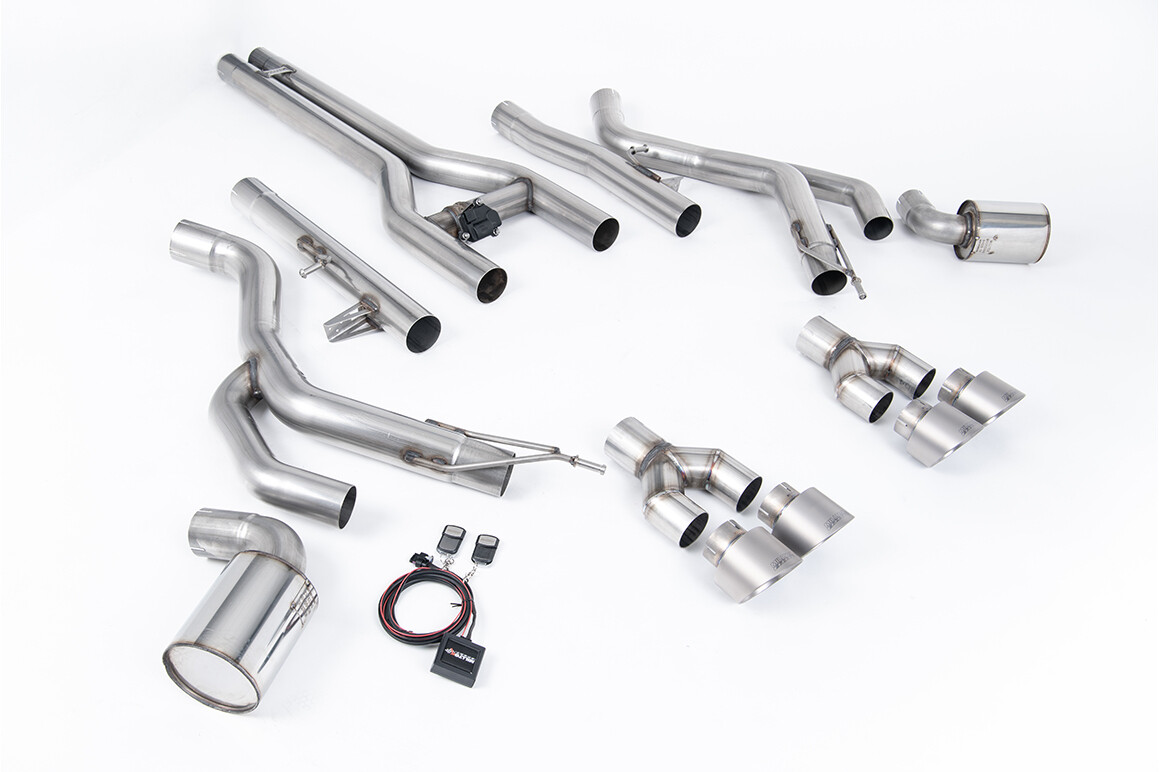 Dodge Challenger SRT Hellcat Front Pipe-back Active 'H' System with Brushed Titanium GT-100 Tips