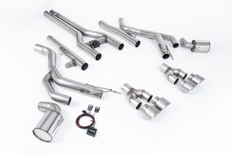 Dodge Challenger SRT Hellcat Front Pipe-back Active 'H' System with Brushed Titanium GT-100 Tips